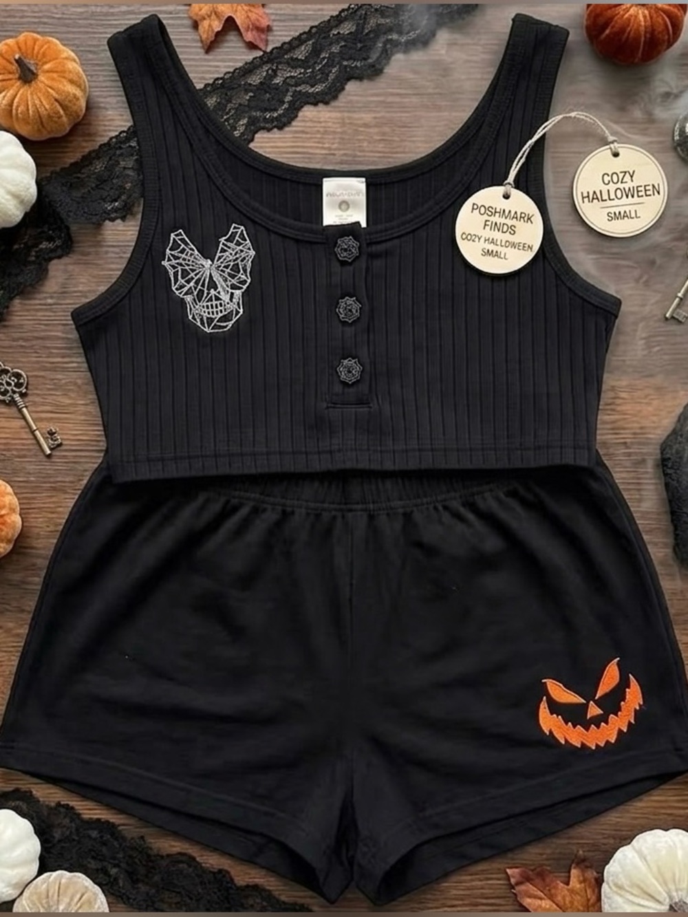 Black and Orange Women's Pajama Set
